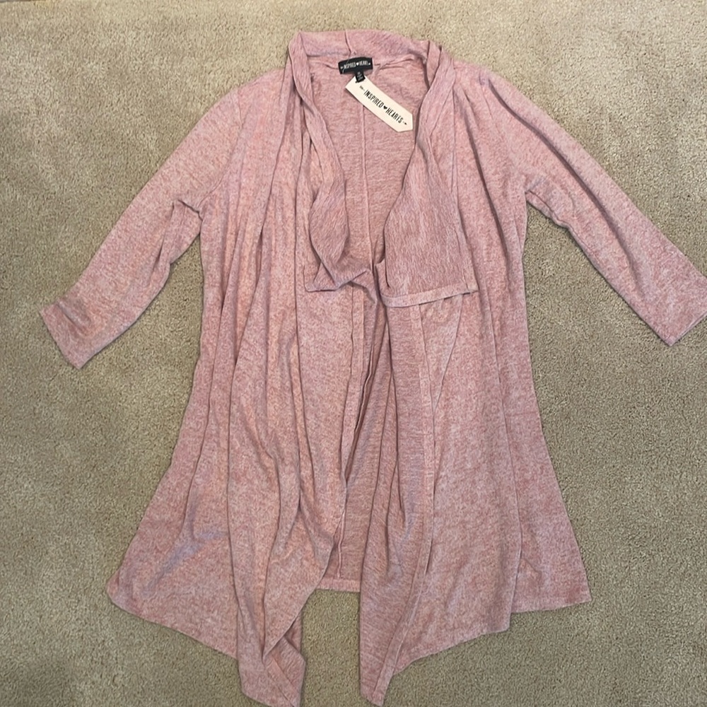 NWT ultra soft pink heathered midsleeve cardigan wrap, women’s size S